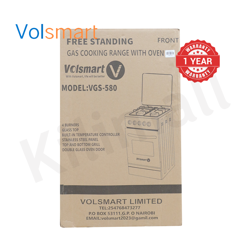 Volsmart 4 Burners VGS-580 Free Standing Gas Cooker Cooking Range with 60L Oven 4 Gas Cooker + Gas Oven