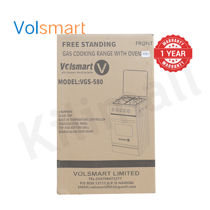 Volsmart 4 Burners VGS-580 Free Standing Gas Cooker Cooking Range with 60L Oven 4 Gas Cooker + Gas Oven