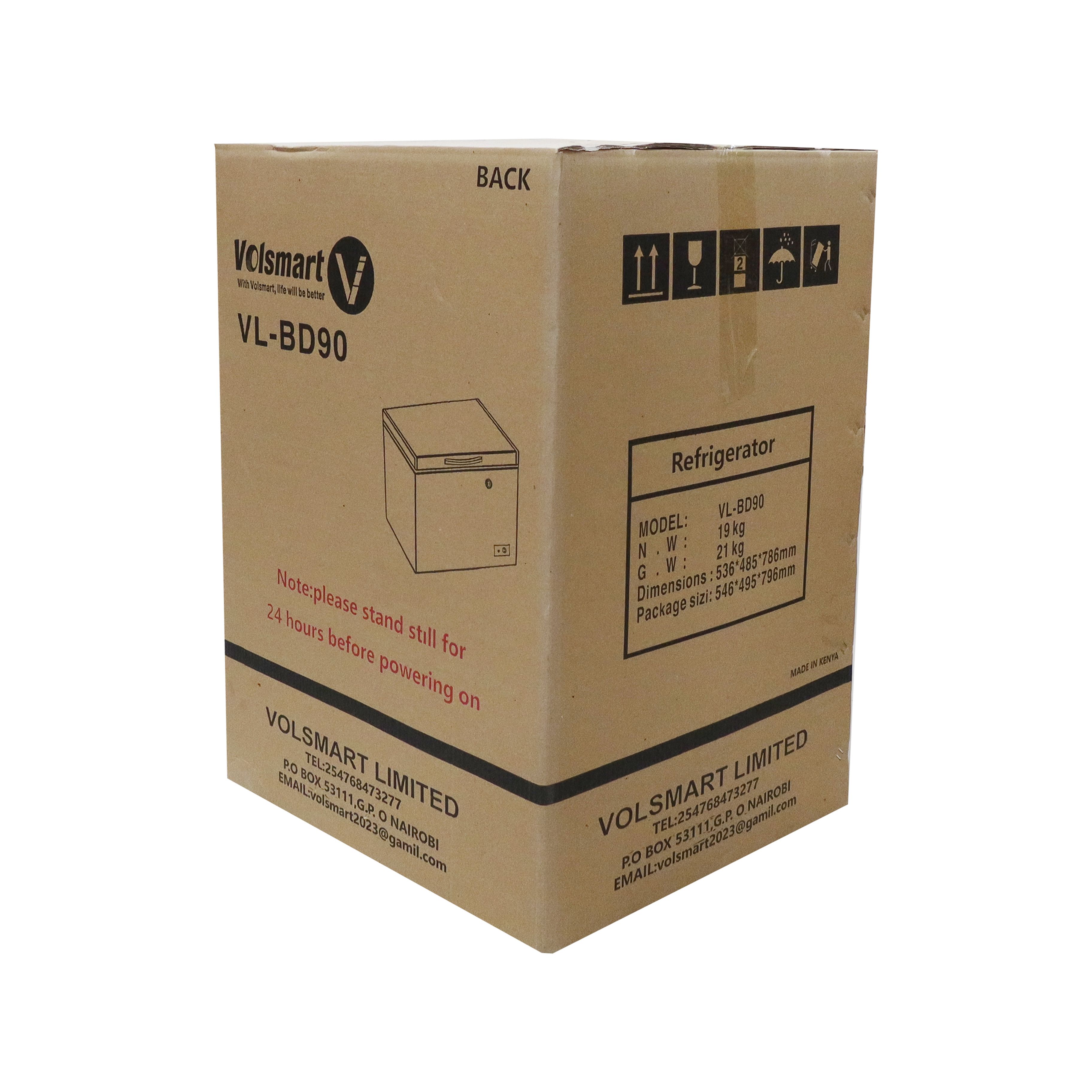 Volsmart 90L Vertical Chest Freezer VL-BD90 Single Flip Drain Freezer Energy-saving Freezer Fast Cooling Refrigerator