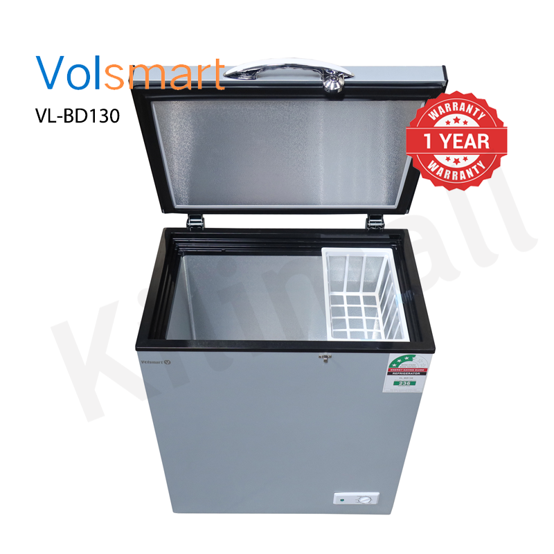 Volsmart 130L Vertical Chest Freezer VL-BD130 Single Flip Drain Freezer Energy-saving Freezer Fast Cooling Refrigerator
