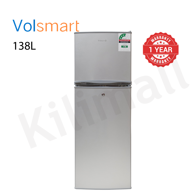 Volsmart 138L Fridge Freezer VL-BCD138 Energy Saving Double Doors Refrigerator Silver,138L