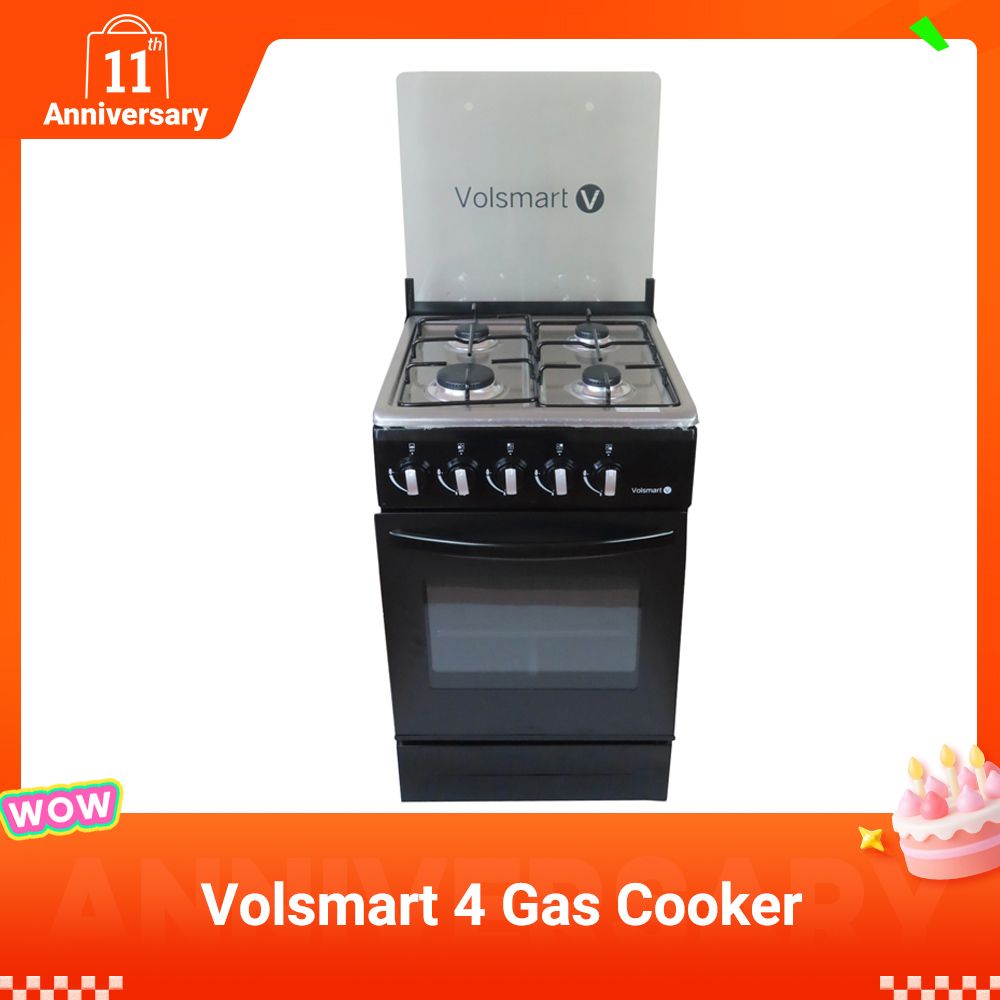 【Limited Offer】Volsmart 4 Gas Cooker + Gas Oven 4 Burners VGS-580 Free Standing Gas Cooker Cooking Range with 60L Oven
