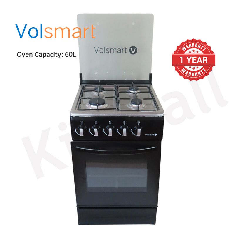 Volsmart 4 Gas Cooker + Gas Oven 4 Burners VGS-580 Free Standing Gas Cooker Cooking Range with 60L Oven