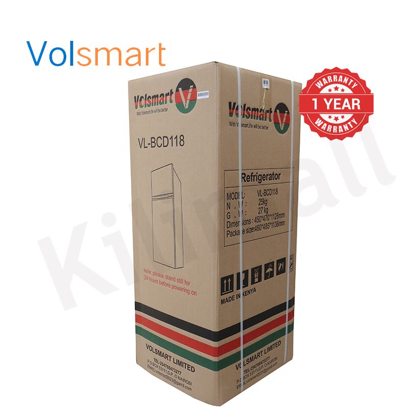 Volsmart 118L Fridge Freezer VL-BCD118 Energy Saving Double Doors Refrigerator