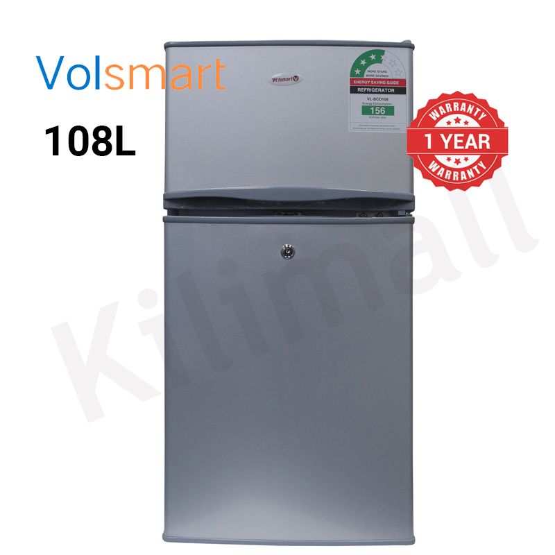 Volsmart 108L Double Doors VL-BCD108 Fridge Freezer Energy Saving Refrigerator with Lock and Keys