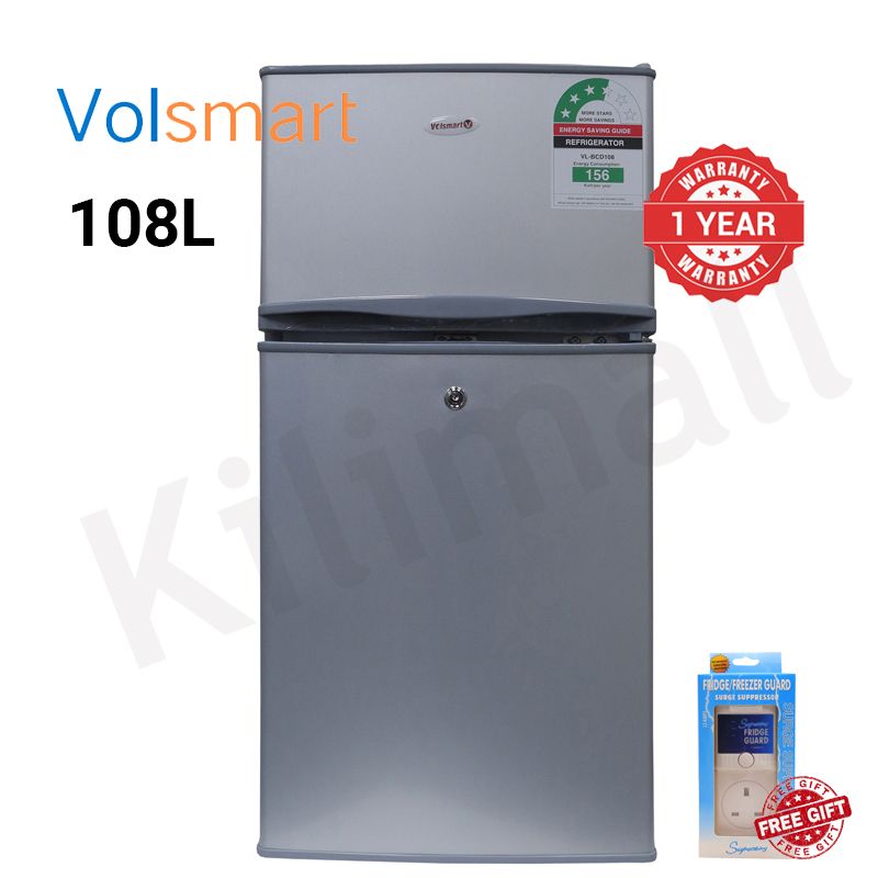 Volsmart 108L Double Doors VL-BCD108 Fridge Freezer Energy Saving Refrigerator with Lock and Keys