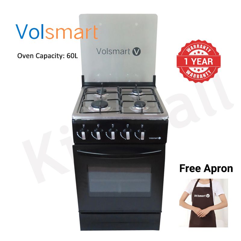 Volsmart 4 Gas Cooker + Gas Oven 4 Burners VGS-580 Free Standing Gas Cooker Cooking Range with 60L Oven