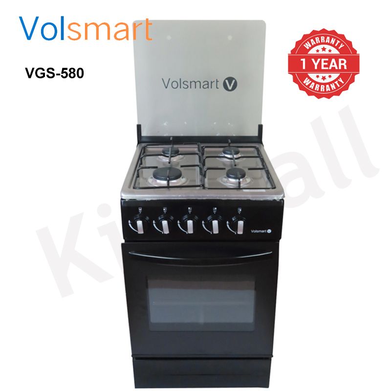 Volsmart 4 Gas Cooker + Gas Oven 4 Burners VGS-580 Free Standing Gas Cooker Cooking Range with 60L Oven