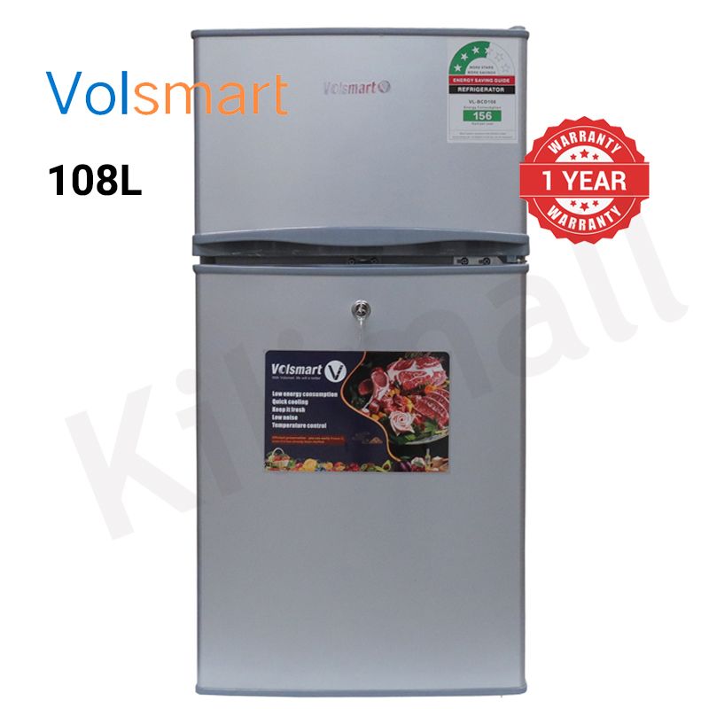 Volsmart 108L Double Doors VL-BCD108 Fridge Freezer Energy Saving Refrigerator with Lock and Keys