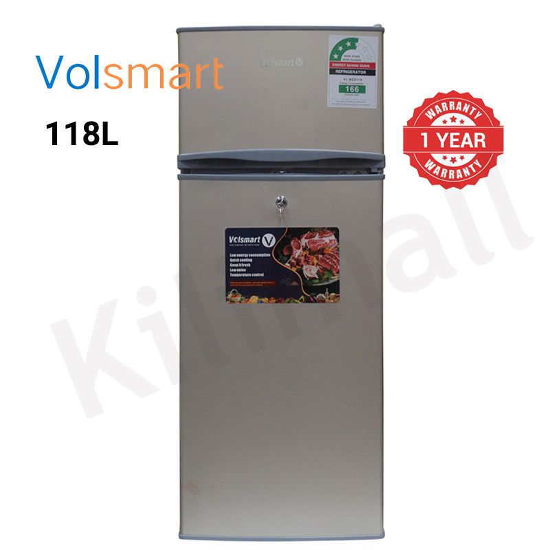 Volsmart 118L Fridge Freezer VL-BCD118 Energy Saving Double Doors Refrigerator