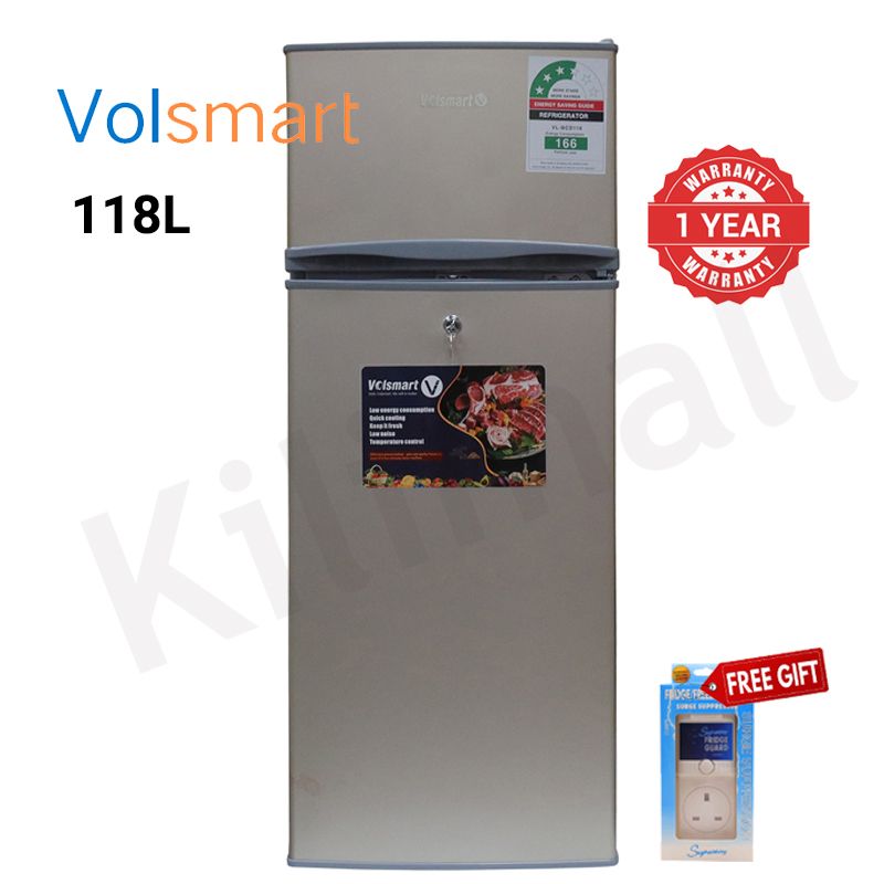 Volsmart 118L Fridge Freezer VL-BCD118 Energy Saving Double Doors Refrigerator