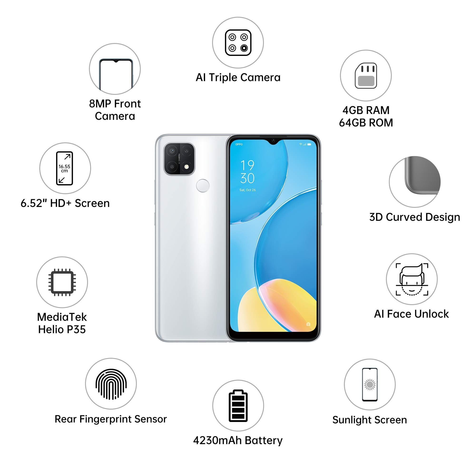 Refurbished OPPO A35 A15S Smart Phone 128GB 6.0" with Fingerprint unlock phone Dual SIM 4G phone Refurbished Phone SmartPhones Mobile Phones 128GB phone 5G Phone oppp phone