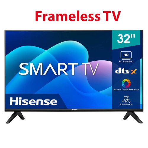 🎁 Hisense 32″ Smart Frameless TV (32A4KKEN) – VIDAA OS, HD Display, Bluetooth, Dolby Audio, Netflix, YouTube & 1-Year Warranty 📺🔥+ FREE Tv guard and wall bracket