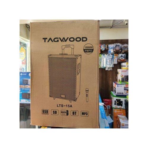 🔥Tagwood 15” Trolley Speaker – Powerful Bass – Bluetooth – USB/SD Support – FM Radio – Rechargeable Battery – Karaoke Mic Input – LED Display – Portable & Loud