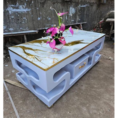 CLEARANCE OFFER Executive white Coffee  Table With marble topping