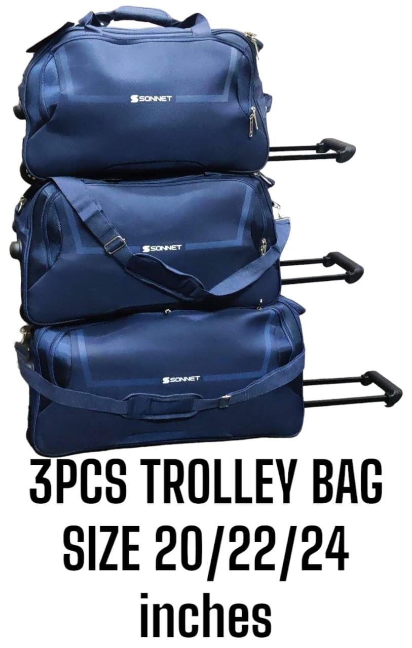 3pcs trolley bag; NAVY BLUE, SZ 20\22\24-	Comes with handles for easy carrying