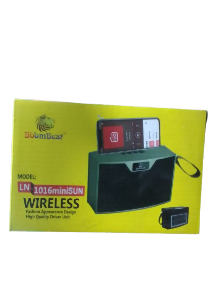 BoomBest LN-1016miniSUN Bluetooth Speaker 20W + 10W Dual Speaker, BT 5.0, FM Radio, LED Screen, AUX/USB/TF Support, 7.4V 4000mAh Battery, Portable Loudspeaker - Black/Green