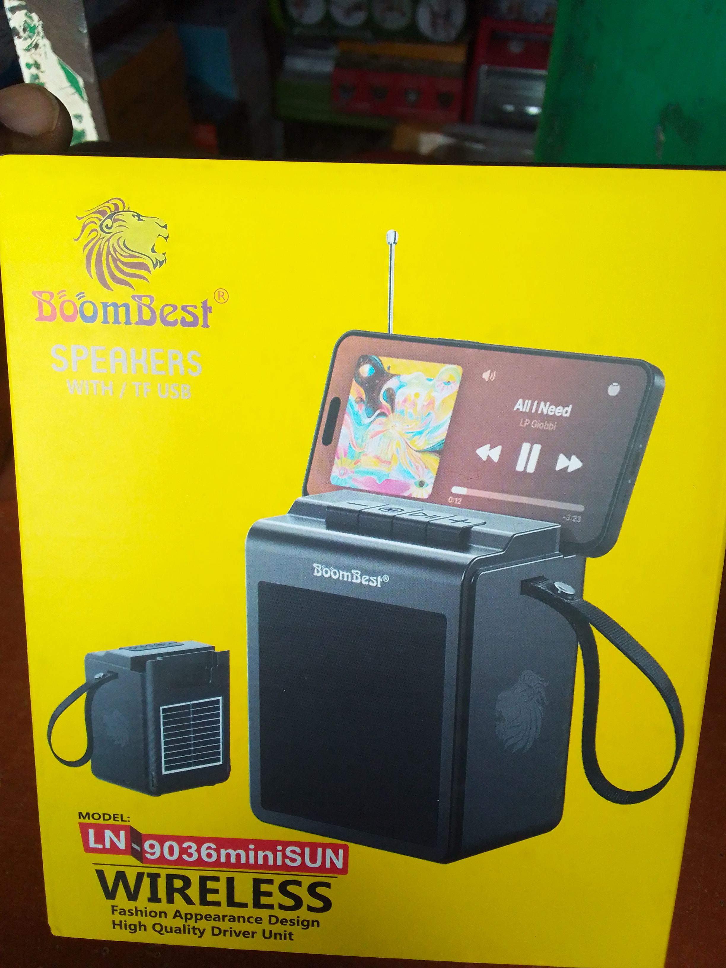 he Boombest LN-9036miniSUN is a portable, rugged Bluetooth speaker featuring dual 5W drivers and dual bass diaphragms for 360° sound,It supports FM radio,