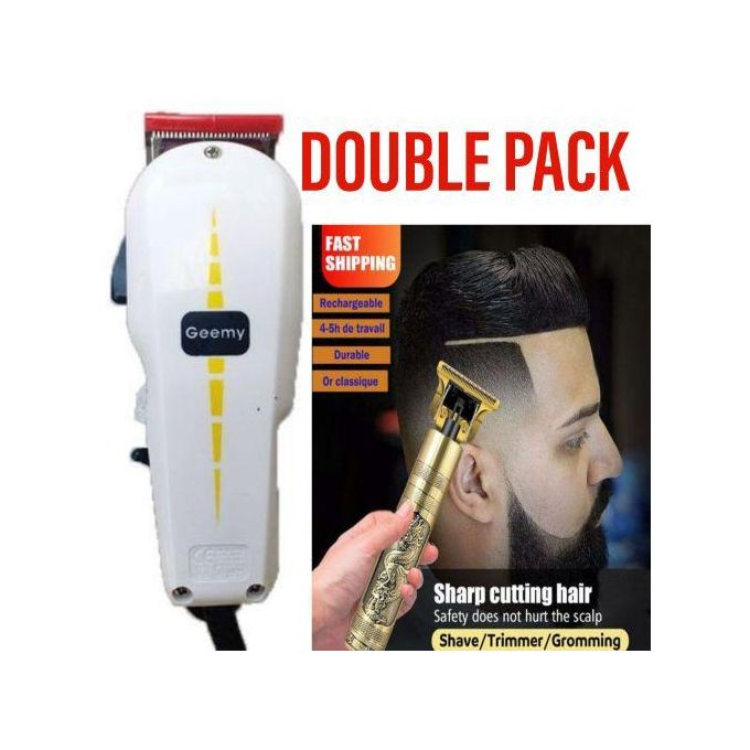 Geemy Shaving Machine / Shaving Machine-Kinyozi & T9 Dragon Rechargeable Metal Hair Clipper Gold