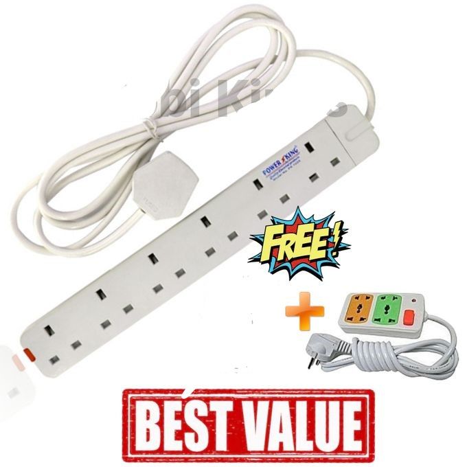 [LIMITED TIME OFFER] Power King 6 Way With Free Small Power Extension Cable
