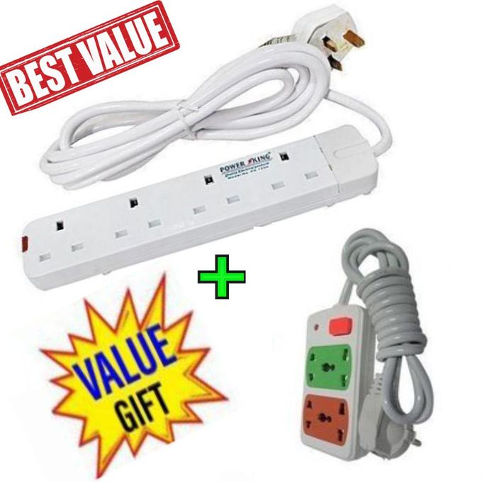 Power King HOME BEST 4 WAY POWER EXTENSION WITH LONG CABLE +FREE POWER EXTENSION