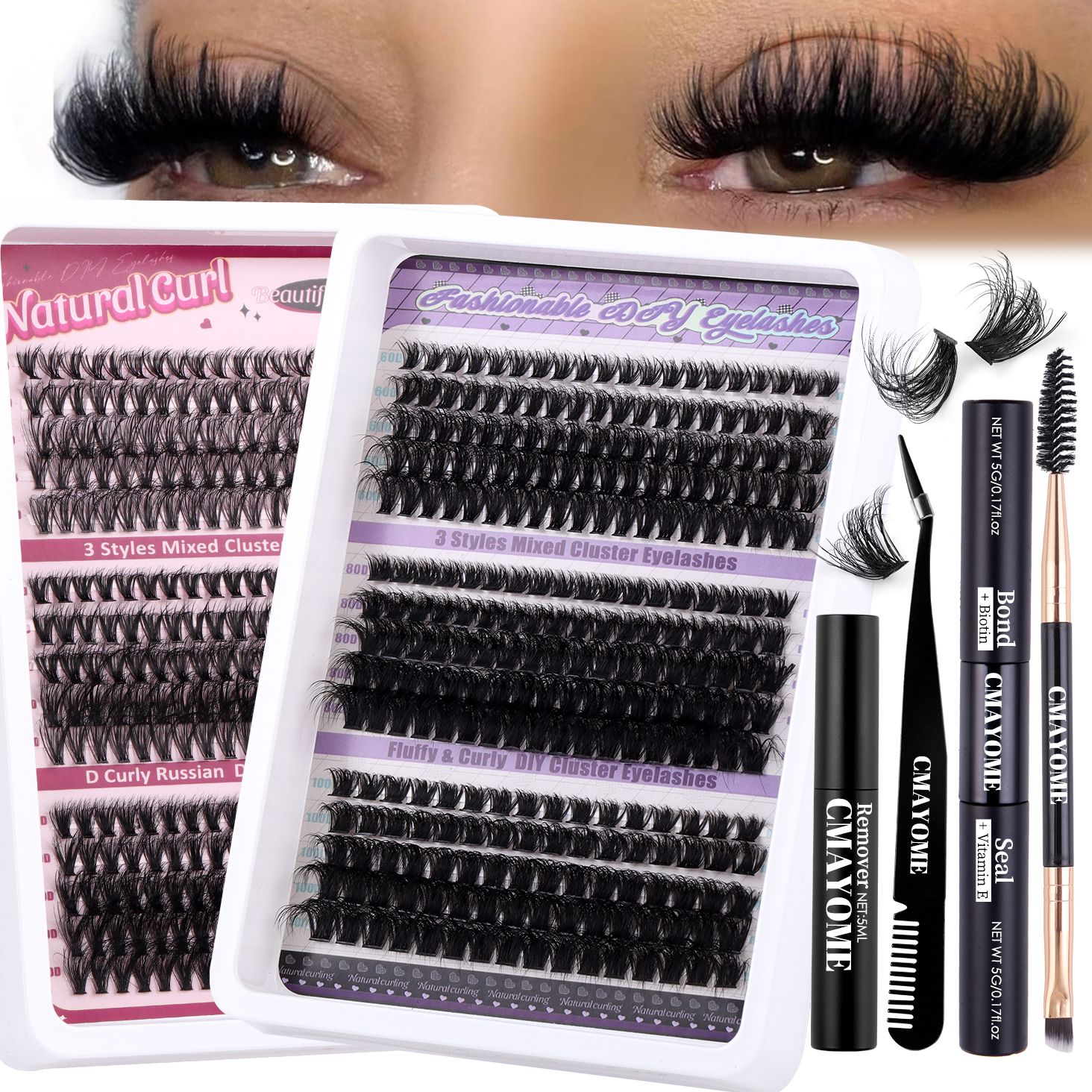 DIY Segmented false eyelash set, large capacity dense single cluster of false eyelashes（30D/40D/50D/60D/80D/100D）