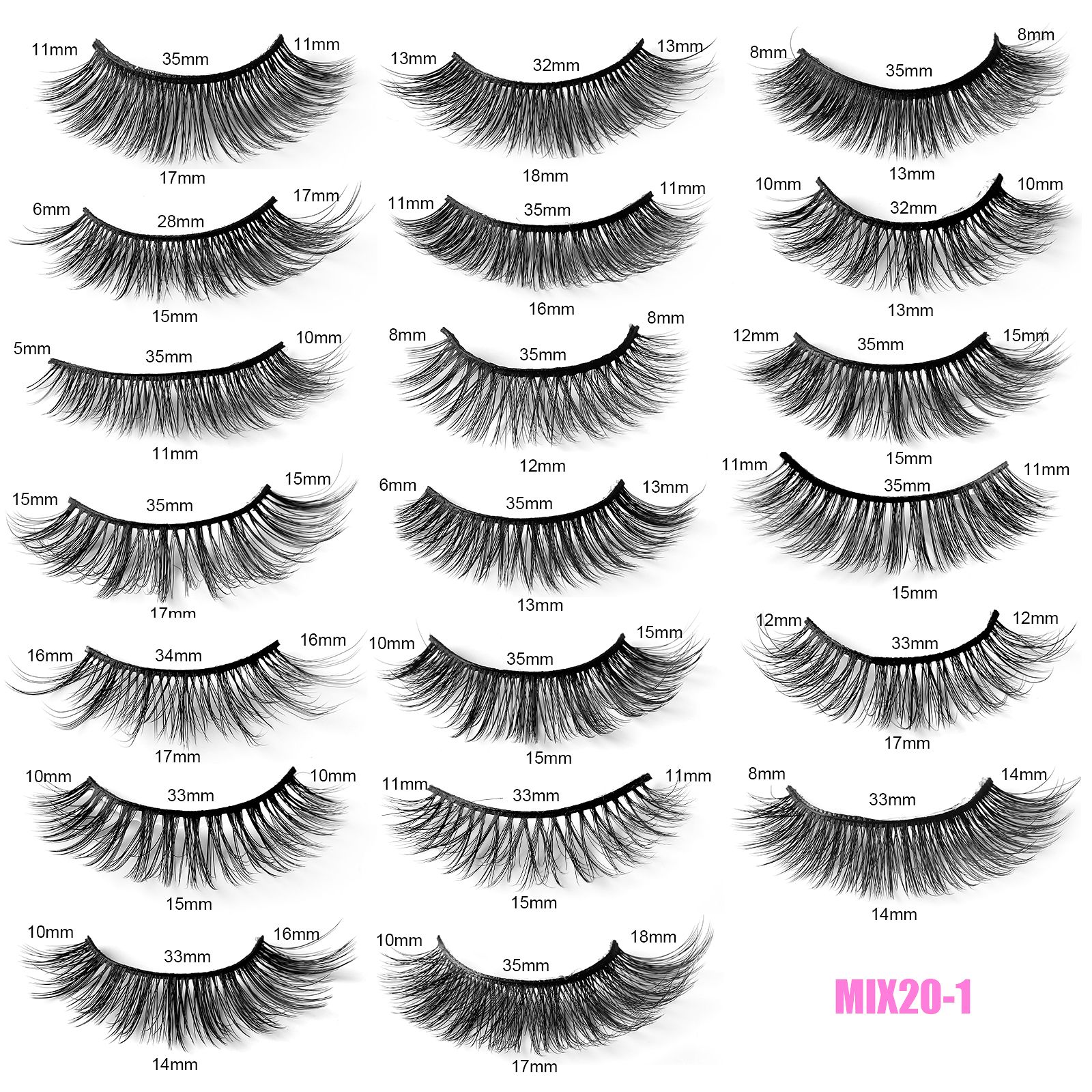 20pairs False Eye Lashes Natural thick false eyelashes, long eyelashes simulation