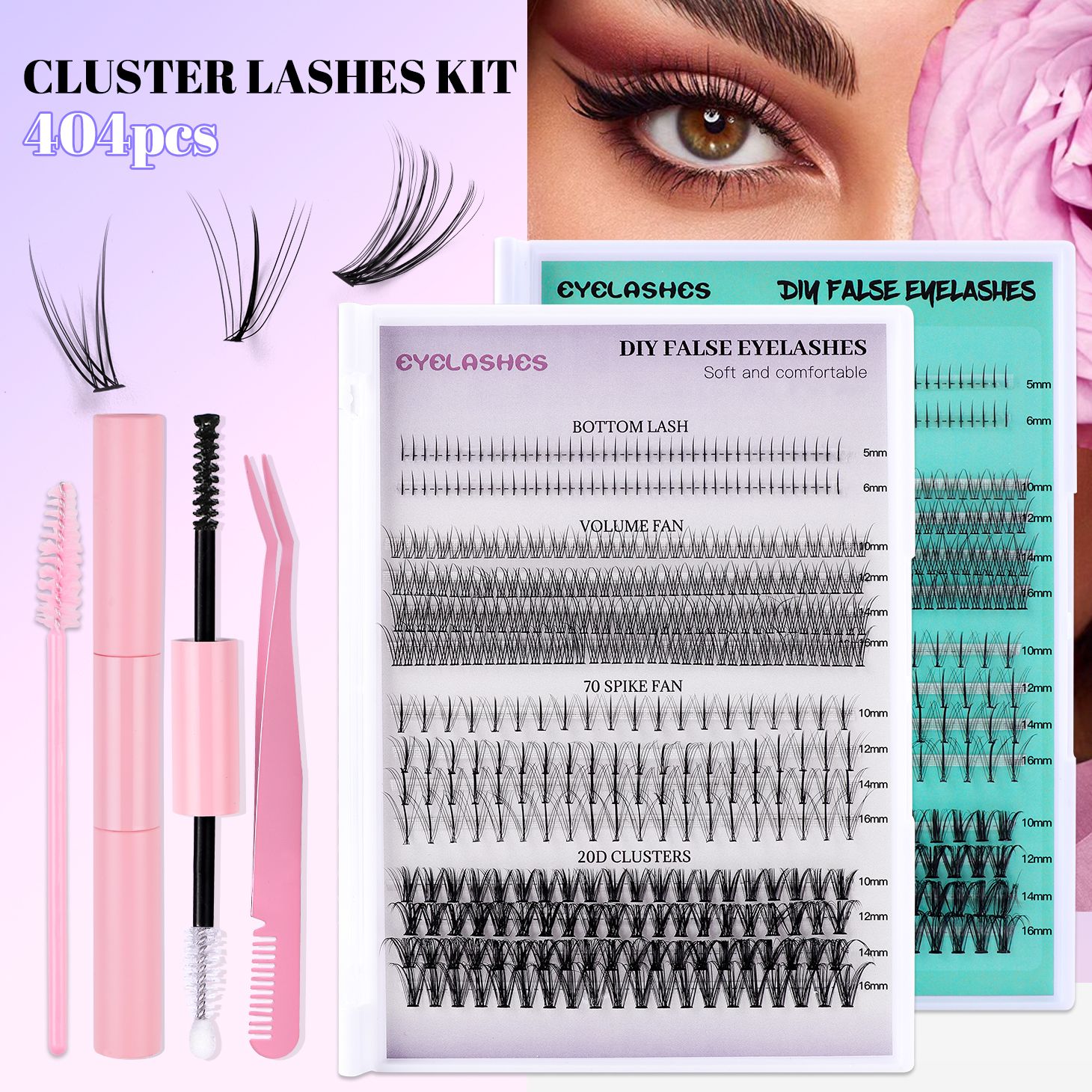 404clusters False Eye Lashes Natural thick false eyelashes, long eyelashes simulation