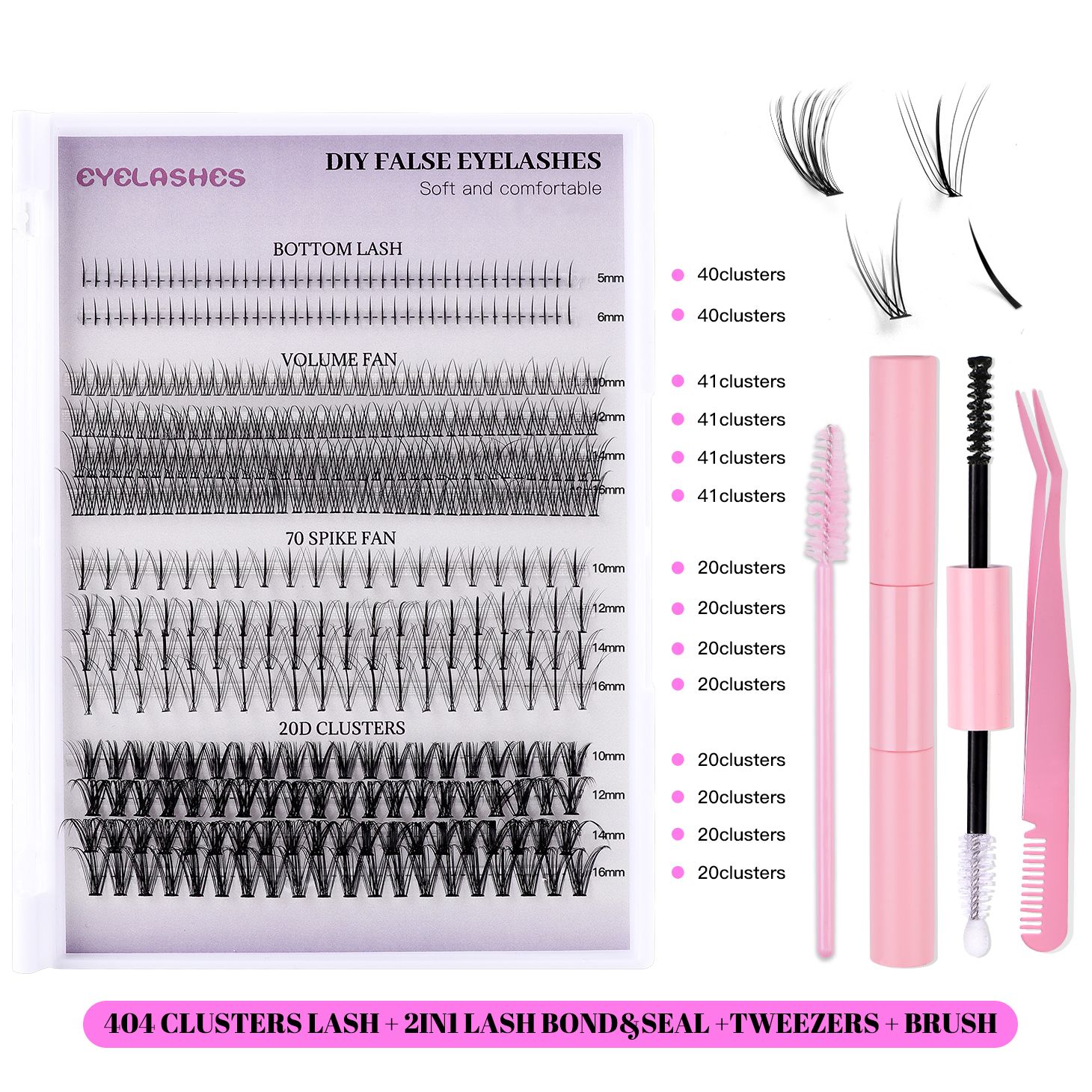 404clusters False Eye Lashes Natural thick false eyelashes, long eyelashes simulation