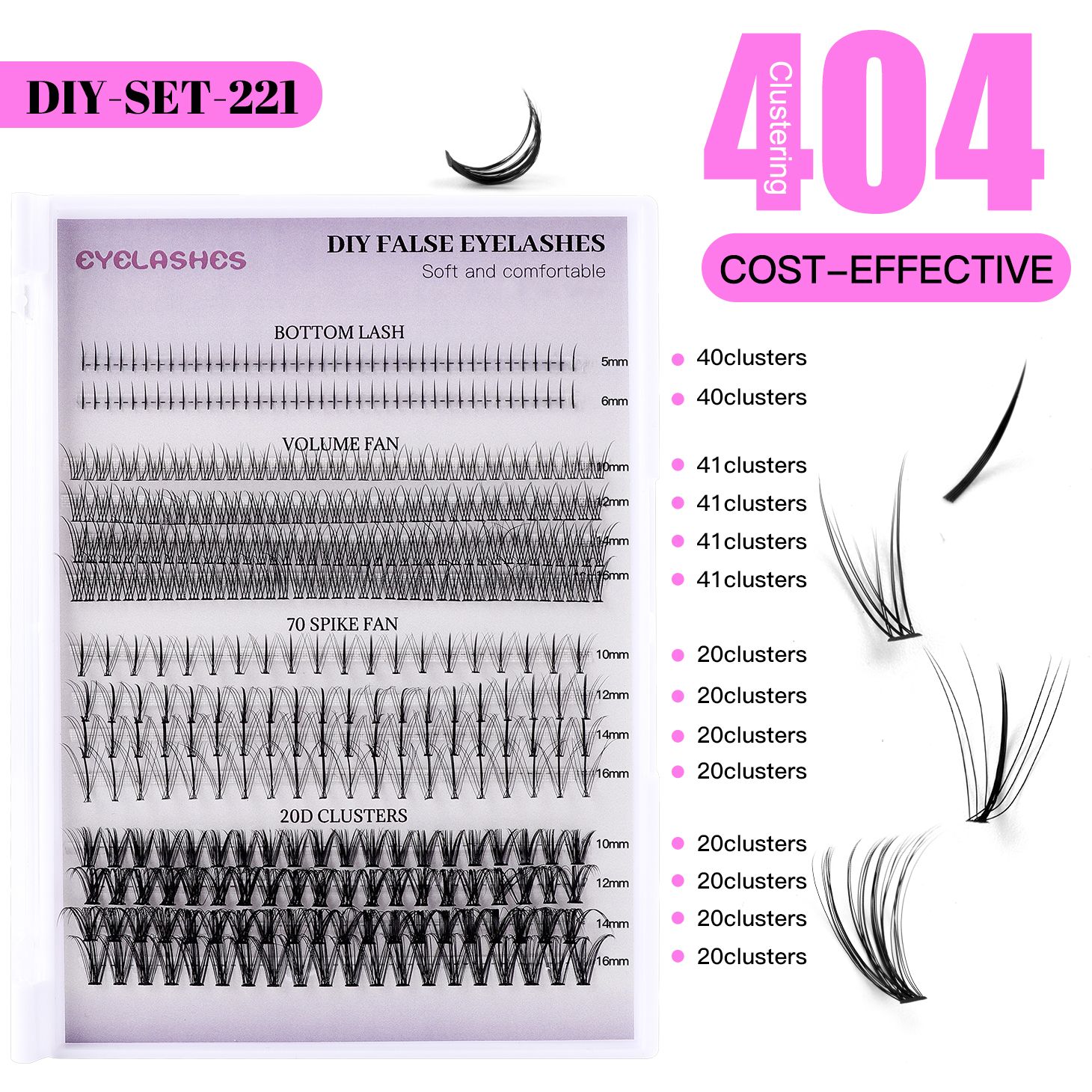 404clusters False Eye Lashes Natural thick false eyelashes, long eyelashes simulation