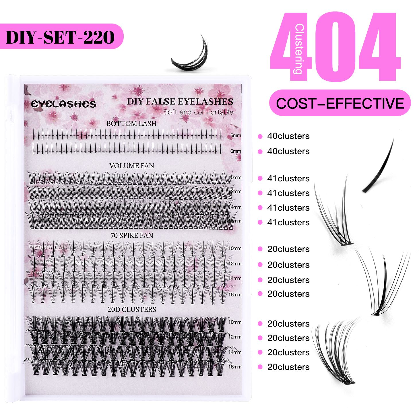404clusters False Eye Lashes Natural thick false eyelashes, long eyelashes simulation