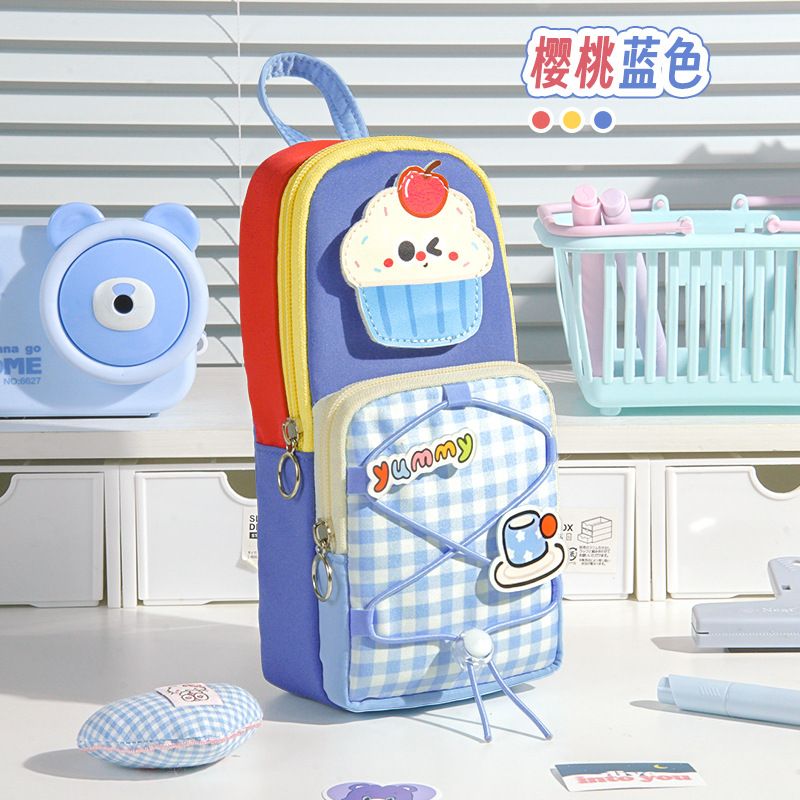 New School Supplies Bag with Stripes, Unique and Non-Collision, Multi-Functional and Large Capacity, Pen Case for Girls, Universal Stationery Box