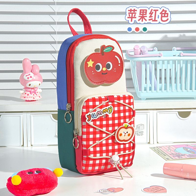 New School Supplies Bag with Stripes, Unique and Non-Collision, Multi-Functional and Large Capacity, Pen Case for Girls, Universal Stationery Box