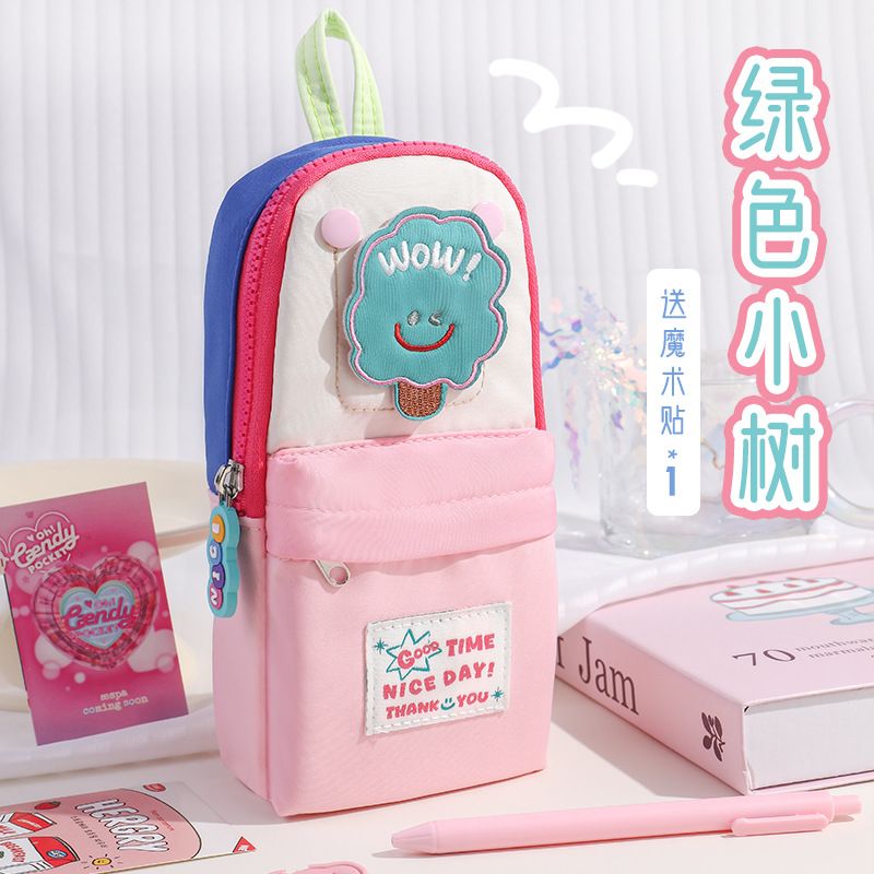 New School Supplies Bag with Stripes, Unique and Non-Collision, Multi-Functional and Large Capacity, Pen Case for Girls, Universal Stationery Box