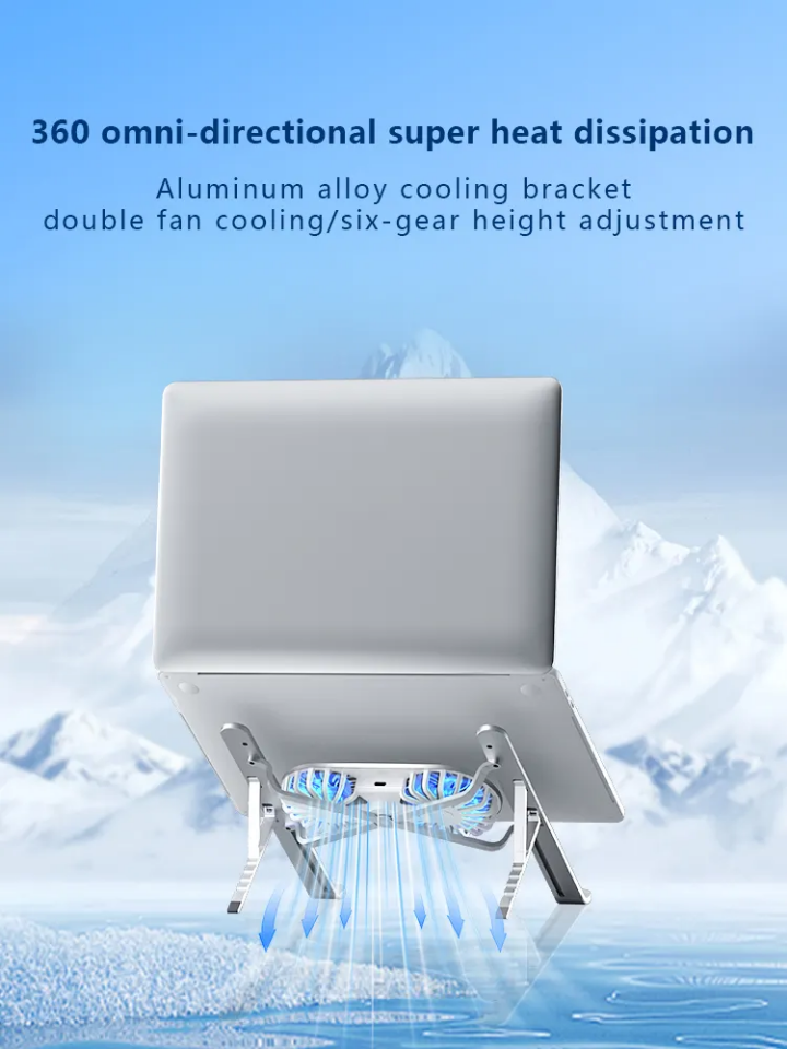 Laptop stand with cooling fans aluminum laptop stand with cooling fans foldable stable, strong laptop stand