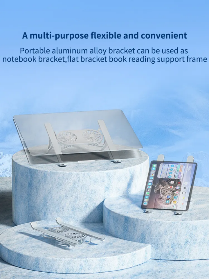 Laptop stand with cooling fans aluminum laptop stand with cooling fans foldable stable, strong laptop stand