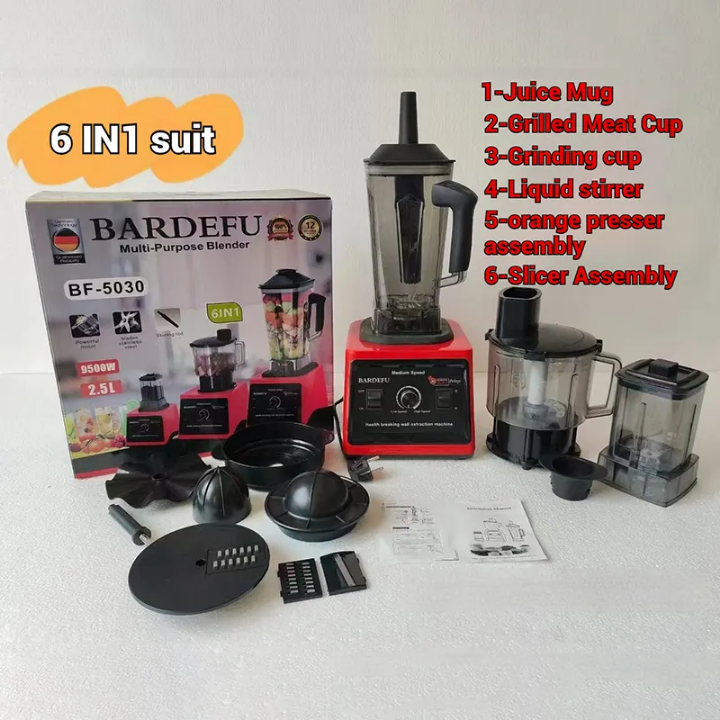 6in1 commercial Blender 9500W heavy duty Blender with Grinder,meat grinder, juicer,orange pressor,slicer commercial 6in1 food processor commercial Blender 3L jug 9500W heavy duty home,hotel blender