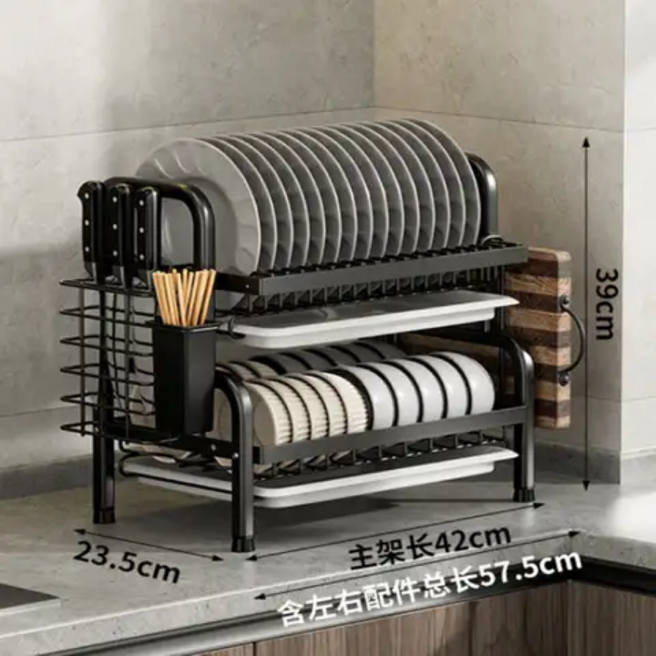 Dish rack 2Layer dish organizer Metallic dish drainer stable and strong dish rack for decent utensil organizing