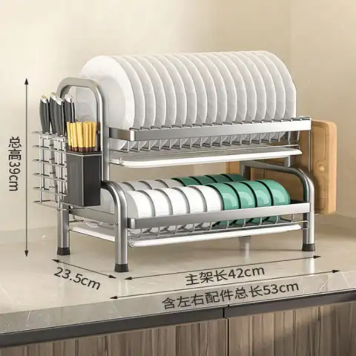 Dish rack 2Layer dish organizer Metallic dish drainer stable and strong dish rack for decent utensil organizing