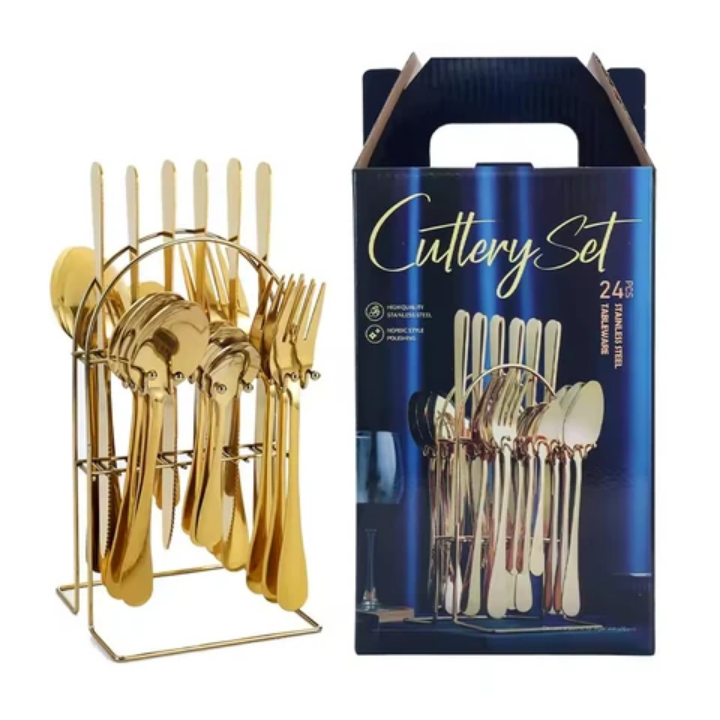 24pcs cutlery set high quality kitchen set of spoon,folk& knife set stainless steel stylish cutlery set