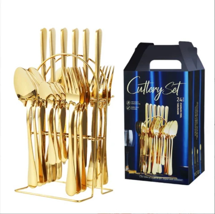 24pcs cutlery set high quality kitchen set of spoon,folk& knife set stainless steel stylish cutlery set