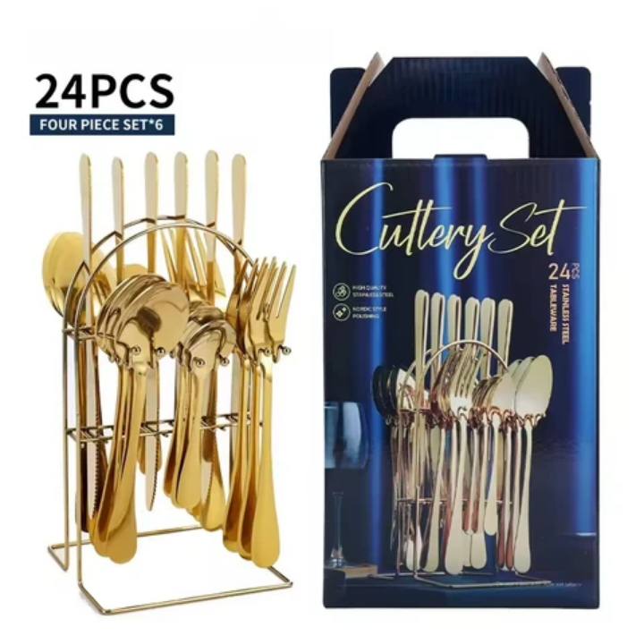 24pcs cutlery set high quality kitchen set of spoon,folk& knife set stainless steel stylish cutlery set