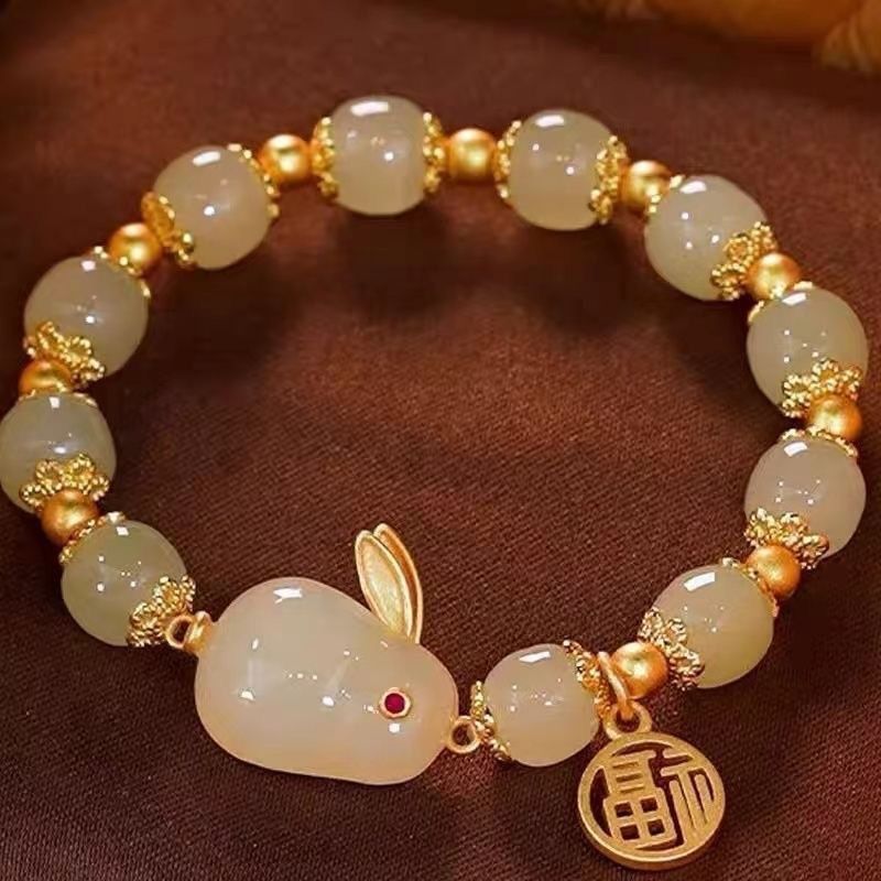 Jade Rabbit Bracelet Women's Ins Niche Design High-value Student Bracelet Girlfriend Ancient Style Birthday Gift