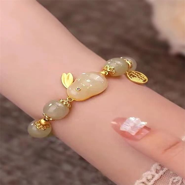 Jade Rabbit Bracelet Women's Ins Niche Design High-value Student Bracelet Girlfriend Ancient Style Birthday Gift