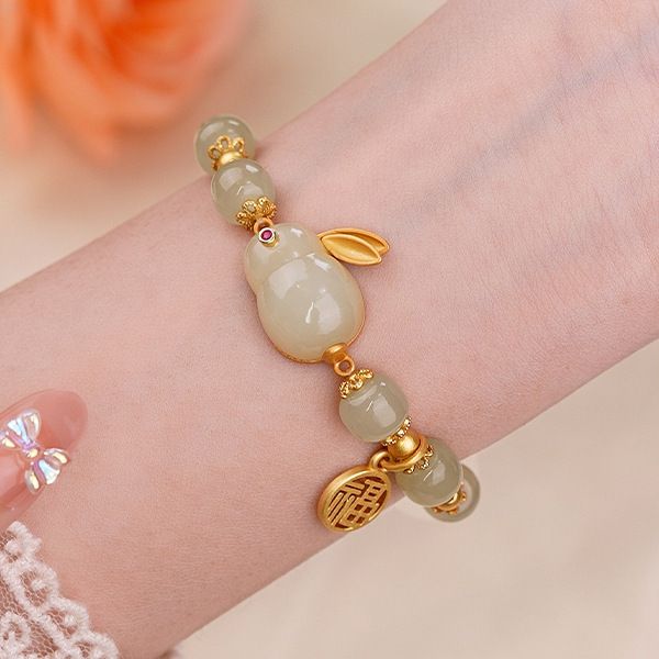 Jade Rabbit Bracelet Women's Ins Niche Design High-value Student Bracelet Girlfriend Ancient Style Birthday Gift