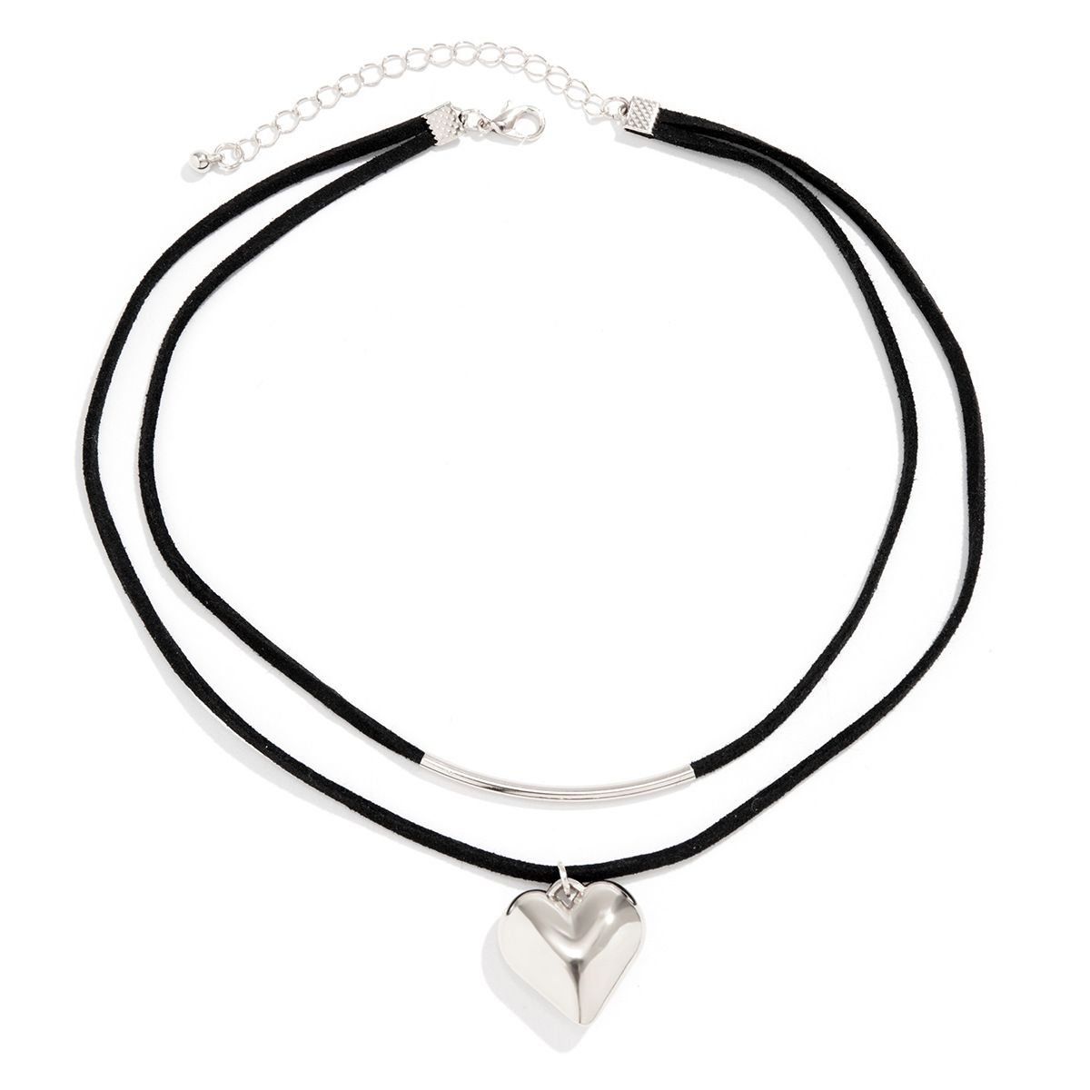 Black rope velvet geometric small heart necklace simple elbow Hertny Clay ornament