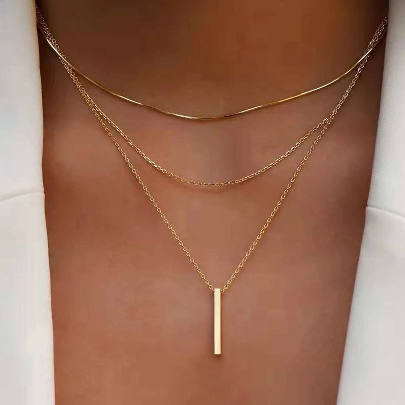 Hot Selling Personality Multi-Layer Necklace European and American Cross-border Necklace Women's Small Stick Pendant Clavicle Chain Nikkor
As