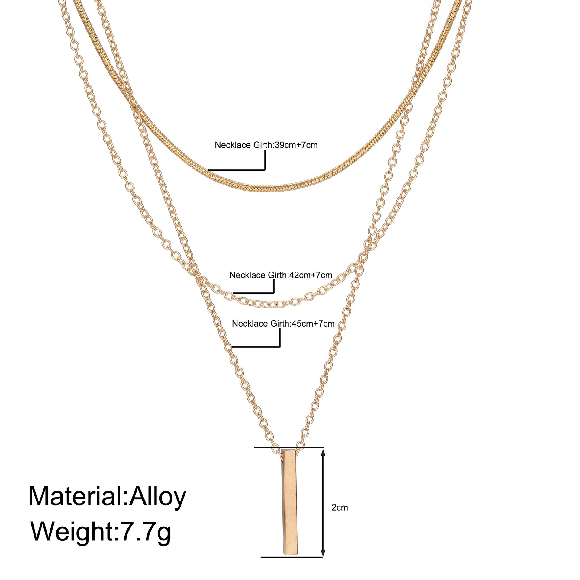 Hot Selling Personality Multi-Layer Necklace European and American Cross-border Necklace Women's Small Stick Pendant Clavicle Chain Nikkor
As