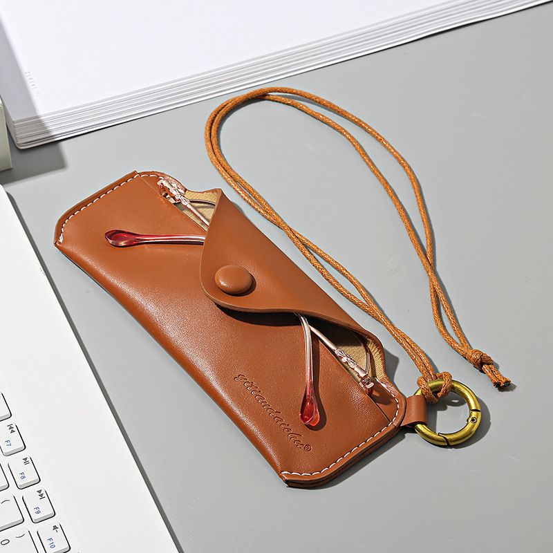 Soft leather glasses pouch portable ins glasses case sunglasses sunglasses storage bag myopia lens protection