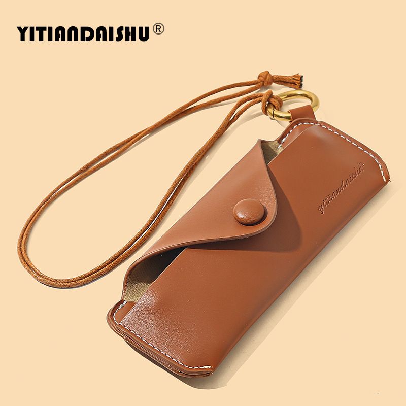 Soft leather glasses pouch portable ins glasses case sunglasses sunglasses storage bag myopia lens protection